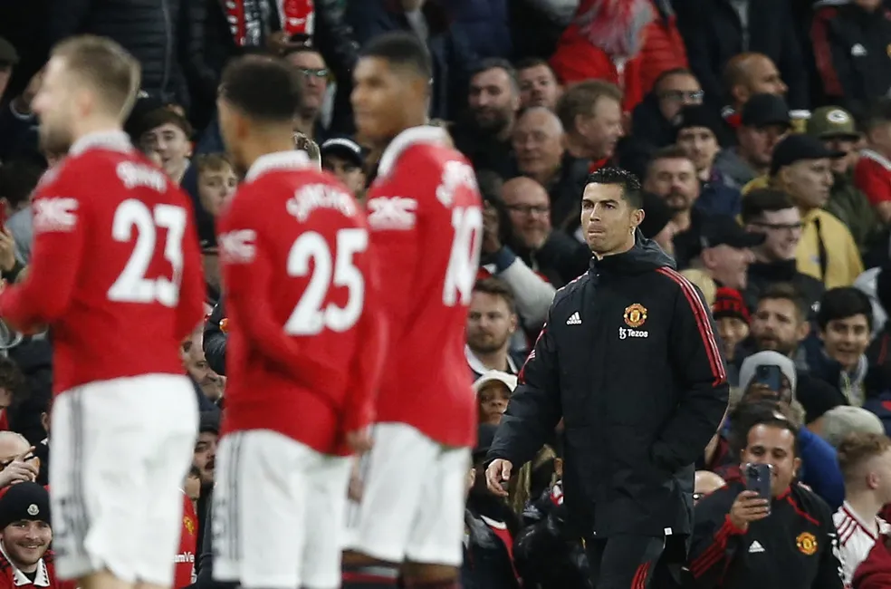 Cristiano Ronaldo não foi utilizado por Ten Hag no jogo do Manchester United contra o Tottenham