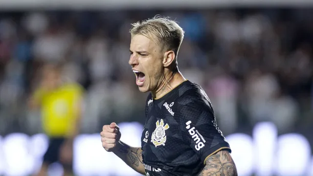 Róger Guedes festeja gol do Corinthians contra o Santos