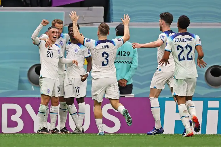 Comemoração do gol de Harry Kane, da Inglaterra, diante do Senegal