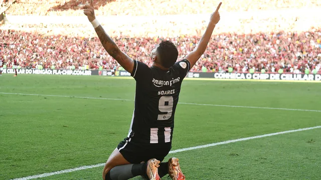 Tiquinho Soares comemorando gol do Botafogo em cima do Flamengo